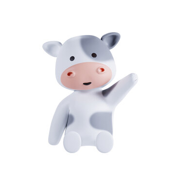 3d render cute cow