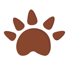 Doodle flat clipart. Big bear footprint. All objects are repainted.