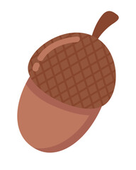 Doodle flat clipart. Small oak acorn. All objects are repainted.