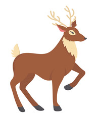 Doodle flat clipart. Graceful forest deer. All objects are repainted.