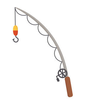 recommend clip art: Doodle flat clipart. Fishing rod with float. All objects are repainted.