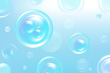 Hyaluronic acid hair and skin solutions ad, blue collagen serum drop with cosmetic advertising background ready to use, illustration vector.	