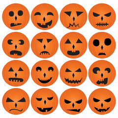 16 halloween vector pumpkins with different emotions, expressions, moods, faces set designs.
Included files
.AI
.EPS
.SVG
.PNG
.JPEG