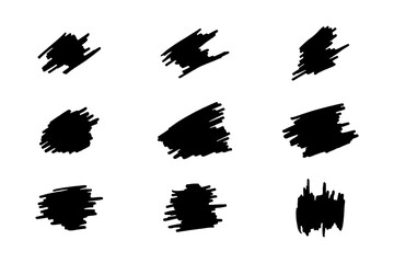 Vector Set of black color handdrawing scribble line on white background