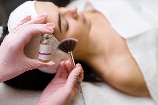 Chemical Peel Face Treatment With Retinol Serum.