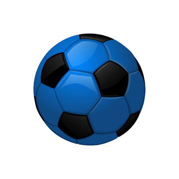 Blue football or soccer ball Sport equipment icon