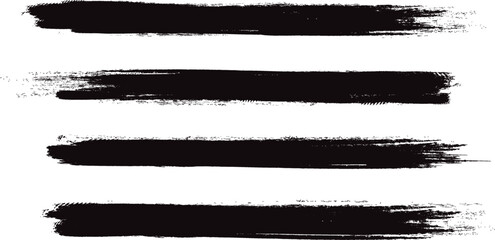 Black brush stroke set isolated on background. Collection of trendy brush stroke vector for black ink paint, grunge backdrop, dirt banner, watercolor design and dirty texture. Brush stroke vector