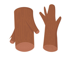 Doodle flat clipart. A small log with knots. All objects are repainted.
