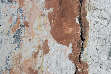 Texture of old cracked concrete wall. Rough concrete surface. Great for background and design. Close-up. High resolution.