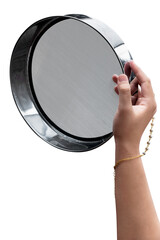 Woman hand holding Karwa Chauth strainer