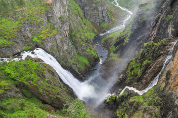 Obraz premium View at the Voringfossen Waterfalls in Eidfjord - Norway