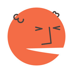 Irritated talking head-round for making dialogues. Cartoon illustration isolated on transparent background.