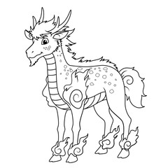 Kirin Cartoon Illustration BW