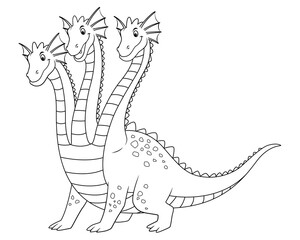 Hydra Cartoon Illustration BW