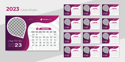 Calendar design 2023 template new desk and wall calendar design with creative and modern shapes for print-ready
