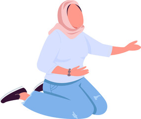 Preschool teacher semi flat color raster character. Sitting figure. Full body person on white. Casual woman isolated modern cartoon style illustration for graphic design and animation
