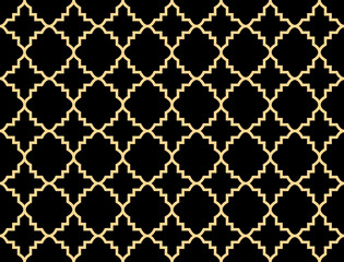 Fototapeta premium Abstract geometry pattern in Arabian style. Seamless vector background. Gold and black graphic ornament. Simple lattice graphic design