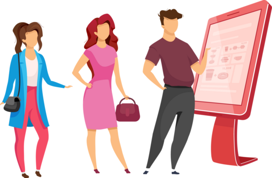 People wait for terminal service semi flat color raster characters. Standing figures. Full body people on white. Banking isolated modern cartoon style illustration for graphic design and animation