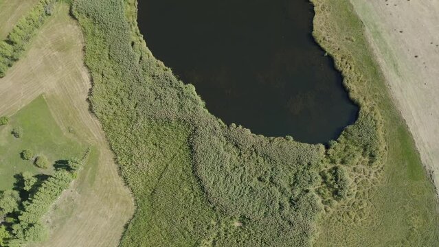 Aerial view of Uc Kaya Lake in Igdir. 4K Footage in Turkey