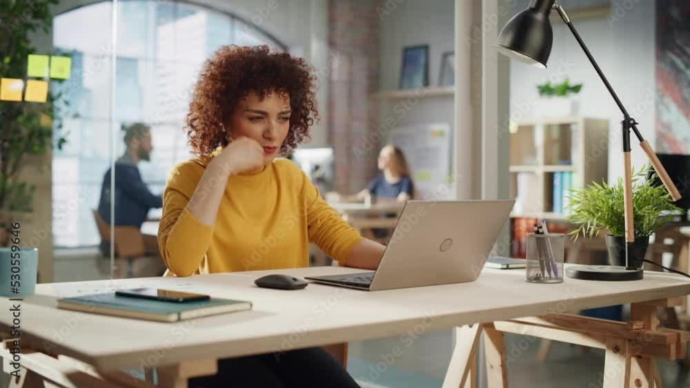 Poster expressive multiethnic middle eastern female working on a creative job position in a advertising com