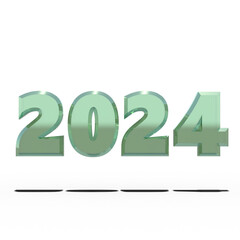 2024 3D Rendering 数字 年 透過PNG 透過 半透明 ガラス