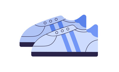 Sneakers pair. Sport shoes, modern footwear. Athletic trainers for feet. Foot wearing, active comfortable footgear. Casual sportswear. Flat graphic vector illustration isolated on white background