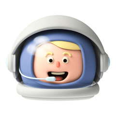 3d astronaut head front facing white suit white skinned avatar icon