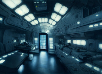 interior of alien spaceship, digital art, background