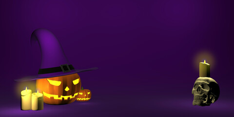halloween background banner halloween party banners backgrounds spooky halloween pumpkin background 3D skull copy space