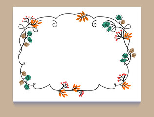 Set of hand painted Autumn Leaf Frame, Leaves clipart. Hand drawn isolated on white background