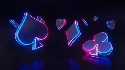 neon poker symbol set