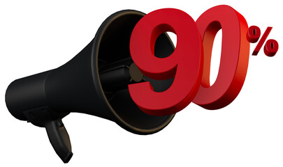 Black megaphone promotion 90 percent