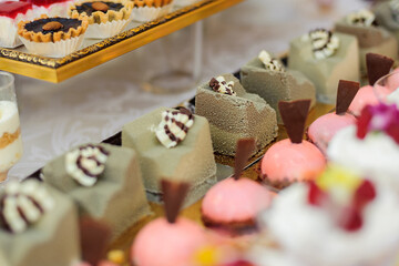 Delicious sweets on candy bar.  