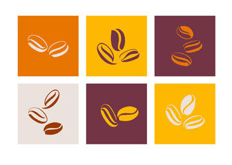Fototapeta na wymiar Set of calligraphic coffee beans on a bright background. Hand drawn vector illustration.