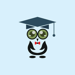 abstract education, graduation penguin icon logo