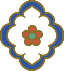 Retro ancient style pattern botanic garden plant flower curve cross frame