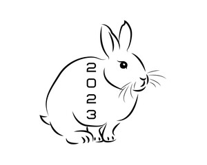 The silhouette of a hare or rabbit. The symbol of 2023. Vector illustration.