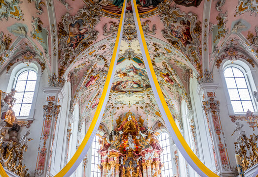 Rottenbuch abbey interiors, bavaria, germany