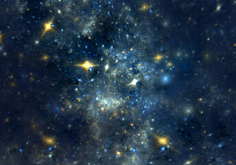 Abstract fractal art background which suggests a space telescope view of many stars.