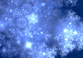 Obraz premium Abstract blue and white fractal art background of infinitely repeating glowing sparkles.