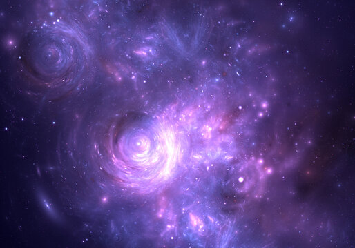 Abstract fractal art background which suggests a spiral galaxies and stars in outer space.