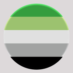 3d illustration Aromantic flag on avatar circle. Freedom and love concept. Activism, community and freedom Concept.