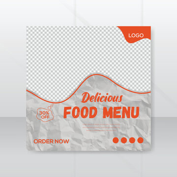 Fish Fry Food Social Media Banner Design, Restaurant Business Marketing Instagram Post Template, Square Web Banner Design, Food Online Promotion.