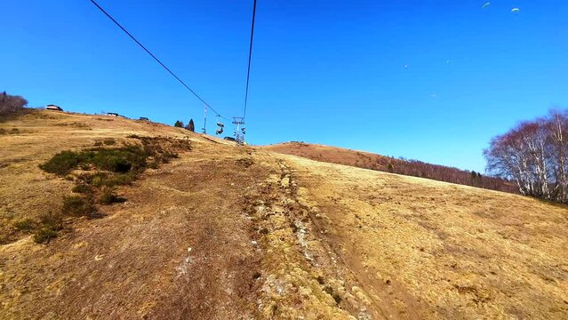 Dry mountain meadow on slope of Mount Cimetta, Ticino, Switzerland