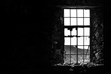 View from the broken window of the abandoned hotel Berengaria (Cyprus)