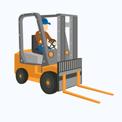 Vector isolated Forklift Loader. Warehouse machine. Lifting car.