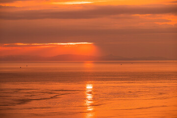 Naklejka premium 淡路島からの夕焼け