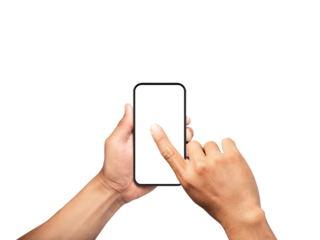 Hand holding the smartphone with touching hand 