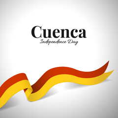 Vector Illustration of Cuenca Independence Day. Ribbon
