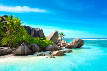 Peel and stick wall murals Anse Source D'Agent, La Digue Island, Seychelles Paradise beach on the island of La Digue in the Seychelles. Anse Source D'Argent